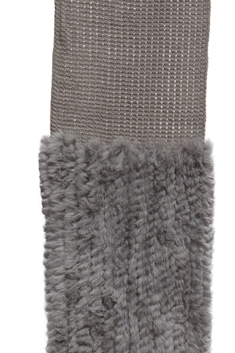 Genuine Rabbit Fur & Acrylic Knit Scarf, Alternate, color, GREY