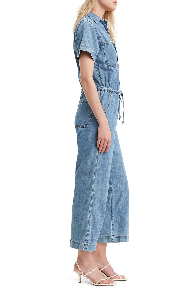 Levi's® Wide Leg Crop Denim Jumpsuit, Alternate, color, DENIM