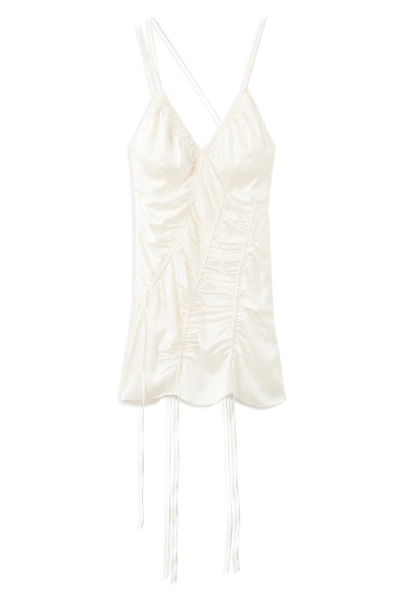 Ruched Satin Minidress, Main, color, ECRU
