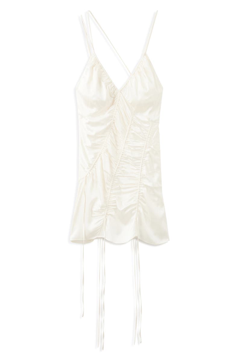 MANGO Ruched Satin Minidress, Main, color, 