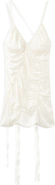 MANGO Ruched Satin Minidress