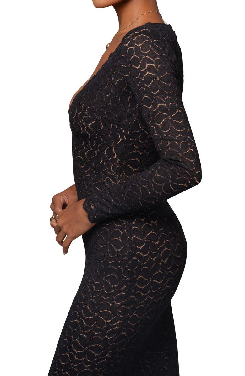JLUXLABEL Reunited Lace Long Sleeve Maxi Dress, Alternate, color, Black
