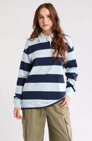 Abound Oversize Rugby Stripe Long SLeeve Polo