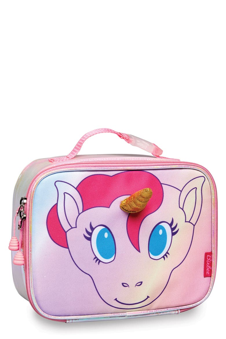 Unicorn Water Resistant Lunchbox, Main, color, PINK