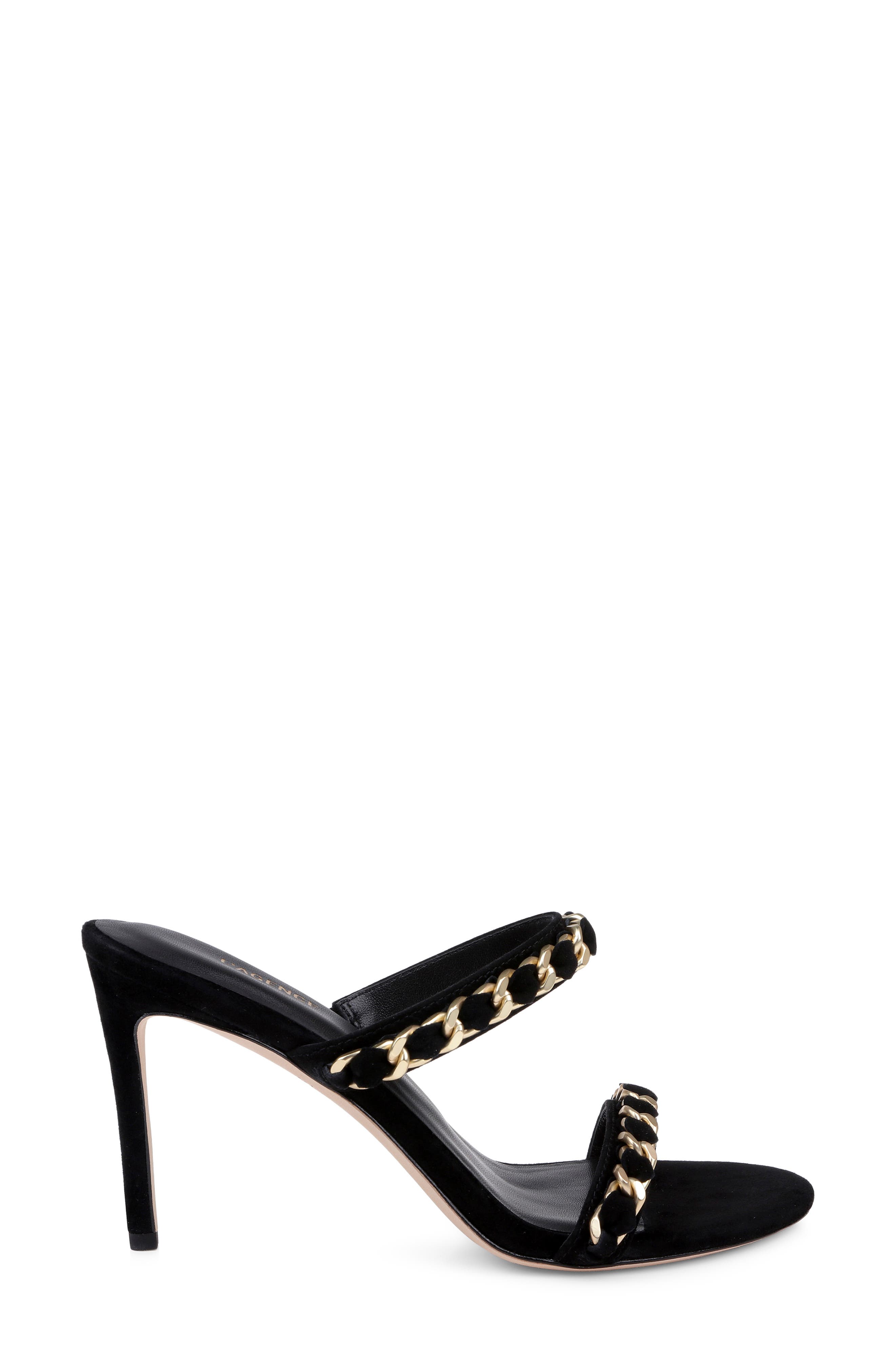 L'AGENCE Sarika Two-Strap Sandal, Alternate, color, Black Suede