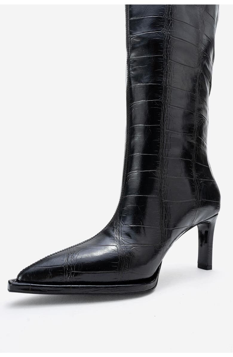 Prologue Shoes Lunelle Stiletto Knee High Boot, Alternate, color, Black Print Faux Leather