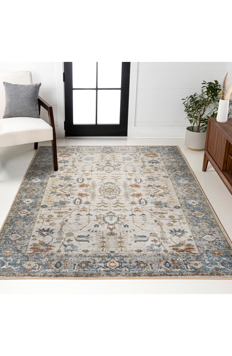 JONATHAN Y Hiero Persian Border Low-Pile Machine-Washable Area Rug, Alternate, color, Cream/Terra