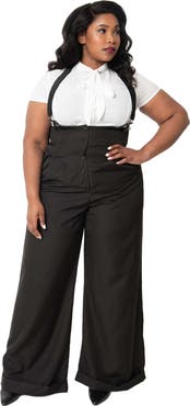Unique Vintage Plus Size Thelma High Waist Suspender Pants