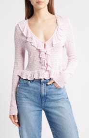 LoveShackFancy Nilah Ruffle Pointelle Cardigan