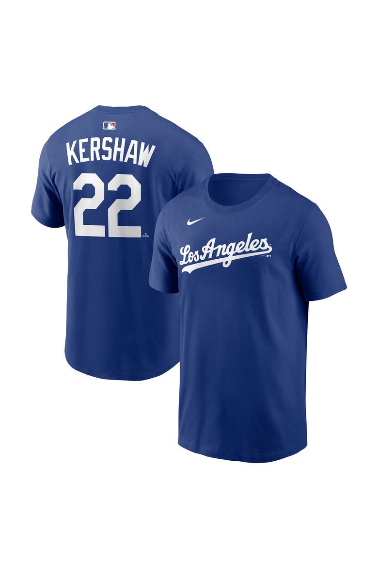 Name & Number T-Shirt Nike Clayton Kershaw Royal Los Angeles Dodgers Name & Number T-Shirt, Main, color, Royal