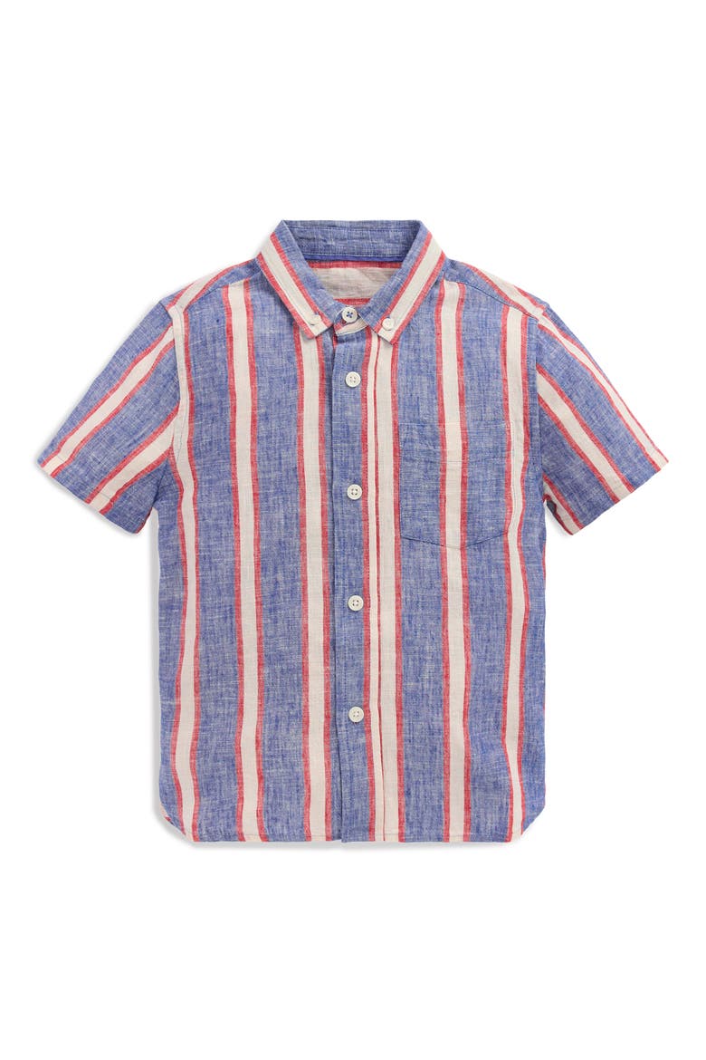 Kids' Stripe Linen & Cotton Button-Down Shirt, Main, color, TRIPLE STRIPE