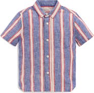 Mini Boden Kids' Stripe Linen & Cotton Button-Down Shirt