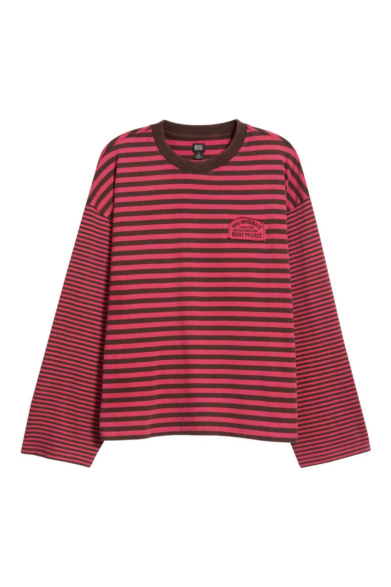 Mixed Stripe Long Sleeve T-Shirt, Main, color, RED