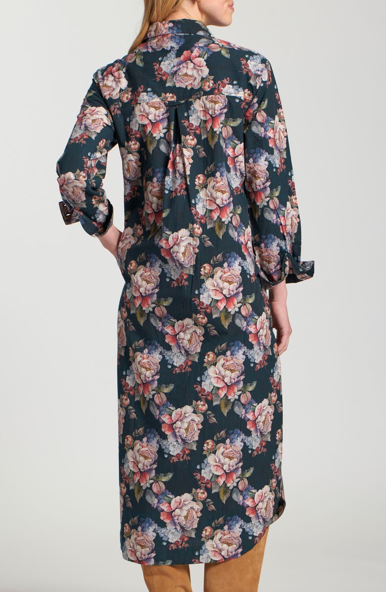 APNY Floral Print Long Sleeve Shirtdress, Alternate, color, Navy Multi