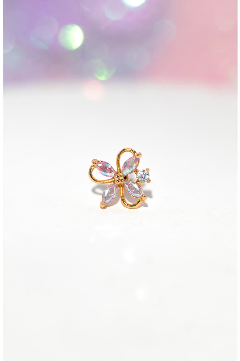 Crystal Gardenia Piercing Style Stud Earring, Alternate, color, GOLD