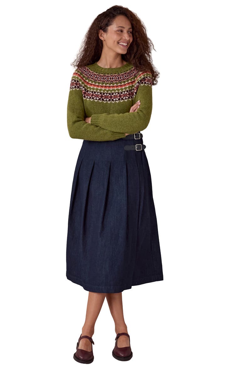 Dark Wash Midi Denim Skirt, Alternate, color, Dark Wash