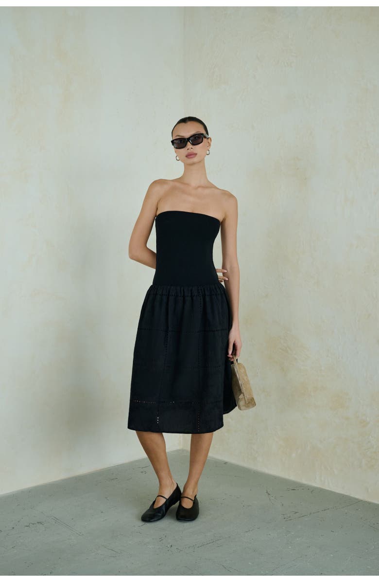 WeWoreWhat Ribbed Cotton Midi Dress, Alternate, color, Black Multi