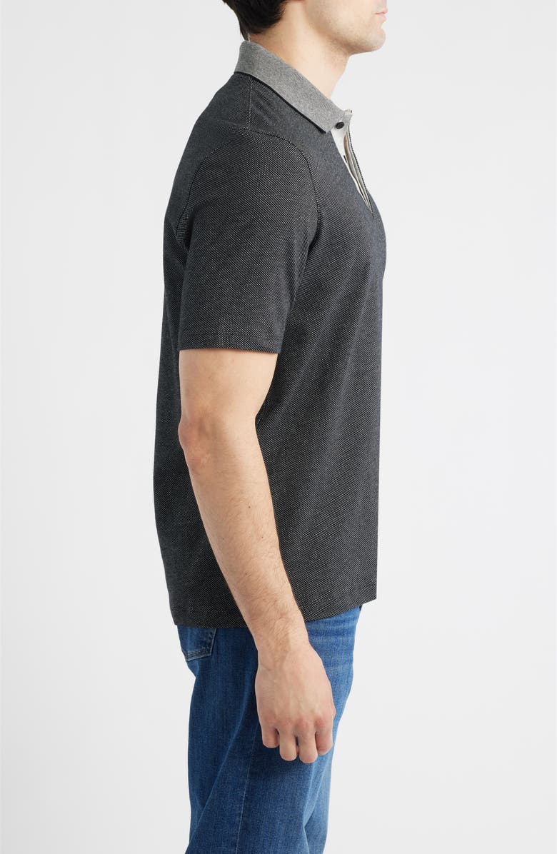 Johnston & Murphy Tonal Bird's Eye Polo, Alternate, color, Charcoal Birdseye