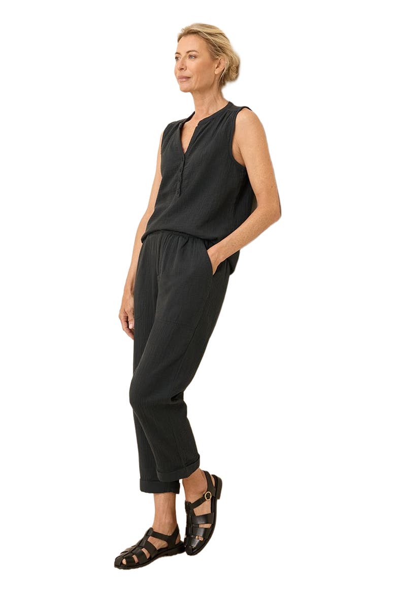 Organic Cotton Coastal Double Gauze Rolled Cuff Pant, Alternate, color, Black