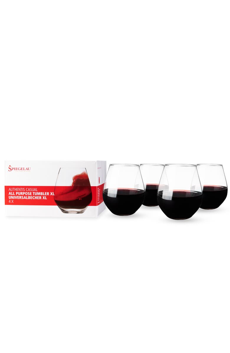 SPIEGELAU Authentis All Purpose Tumbler Set of 4, Alternate, color, Clear