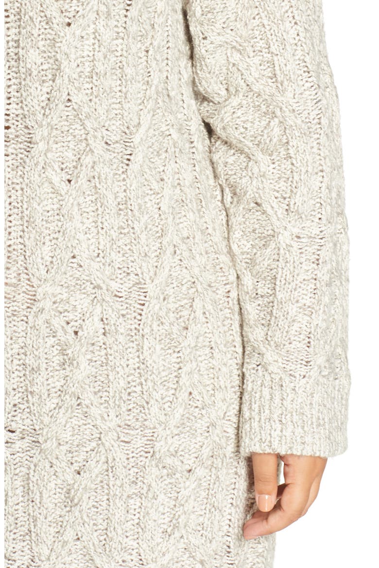 Cable Knit Sweater Dress, Alternate, color, GREY PEARL MARL