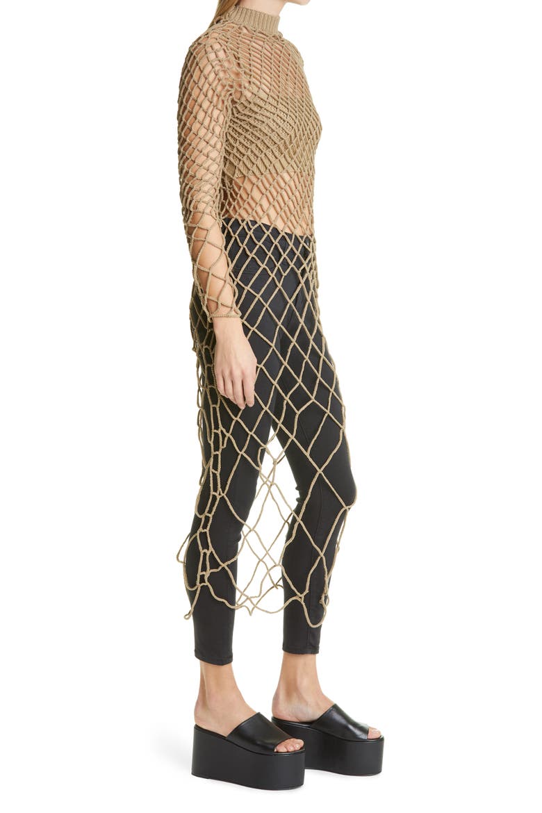 Long Sleeve Melting Crochet Dress, Alternate, color, BURLAP