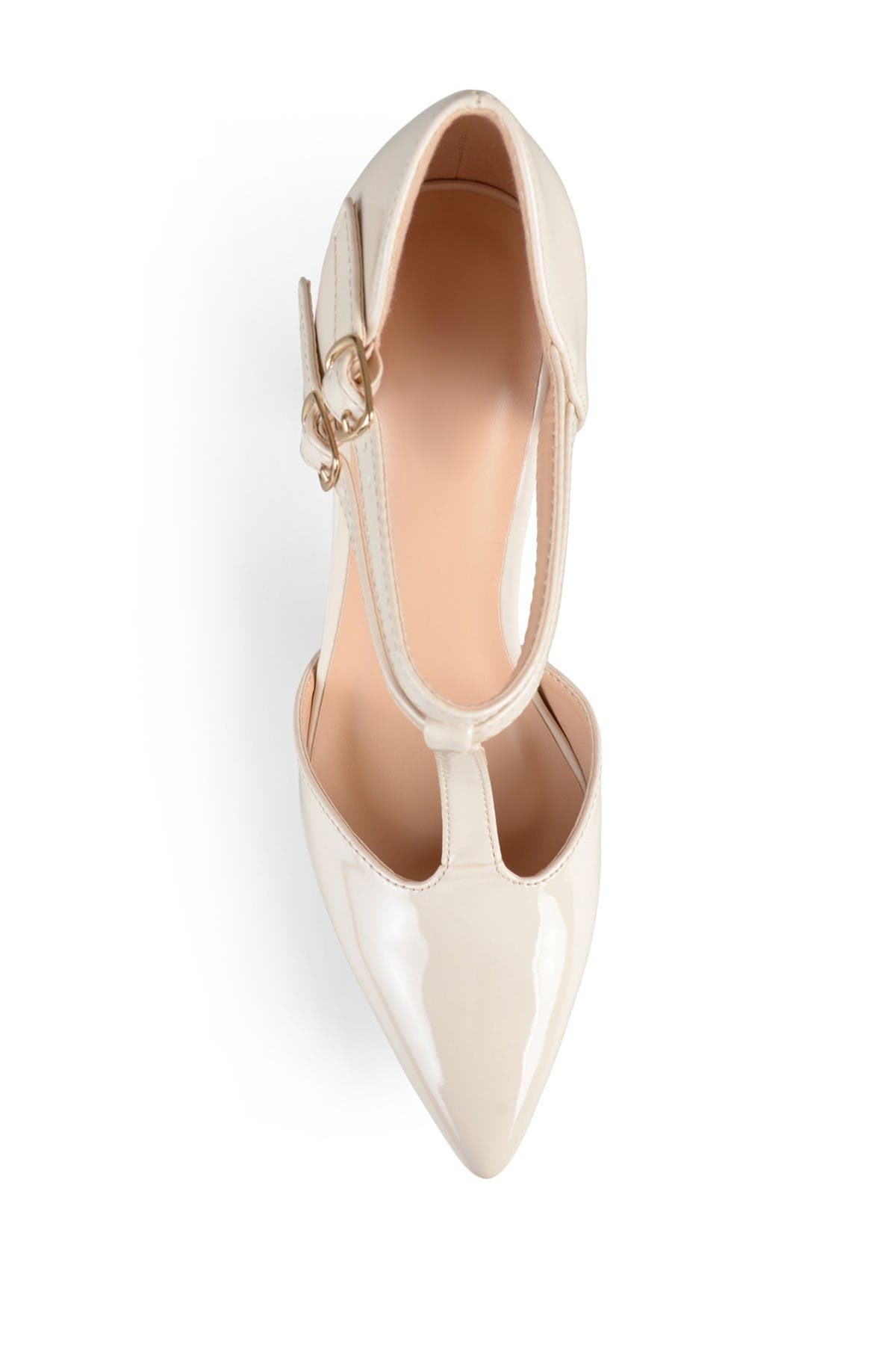 Journee Collection Patent T-Strap Pump - Wide Width Available, Alternate, color, Off White