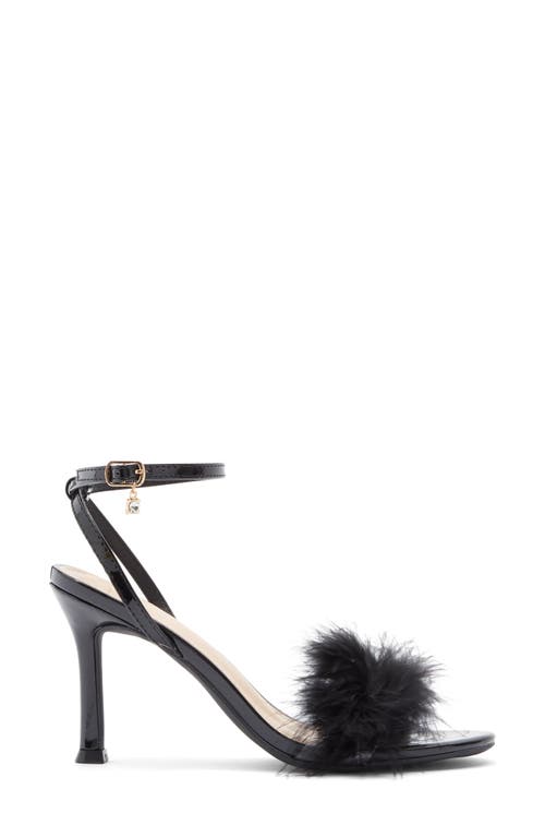 Wild Diva Lounge Safina Faux Fur Heel Sandal In Black