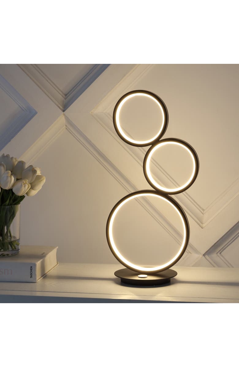 JONATHAN Y Juno 3-Light Bohemian Coastal Iron Integrated LED Table Lamp, Alternate, color, Black