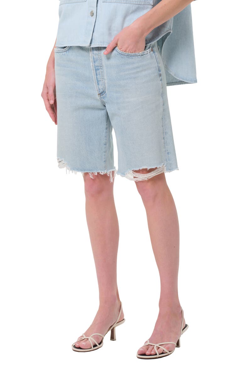 '90s Long Cutoff Denim Shorts, Main, color, FRAGMENT
