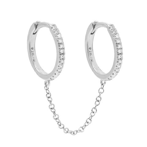 Diamond Double Huggie Chain Earring 14K