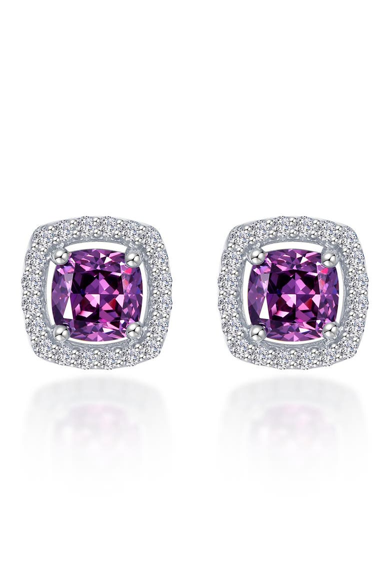 Cushion Halo Stud Earrings, Main, color, AMETHYST WHITE