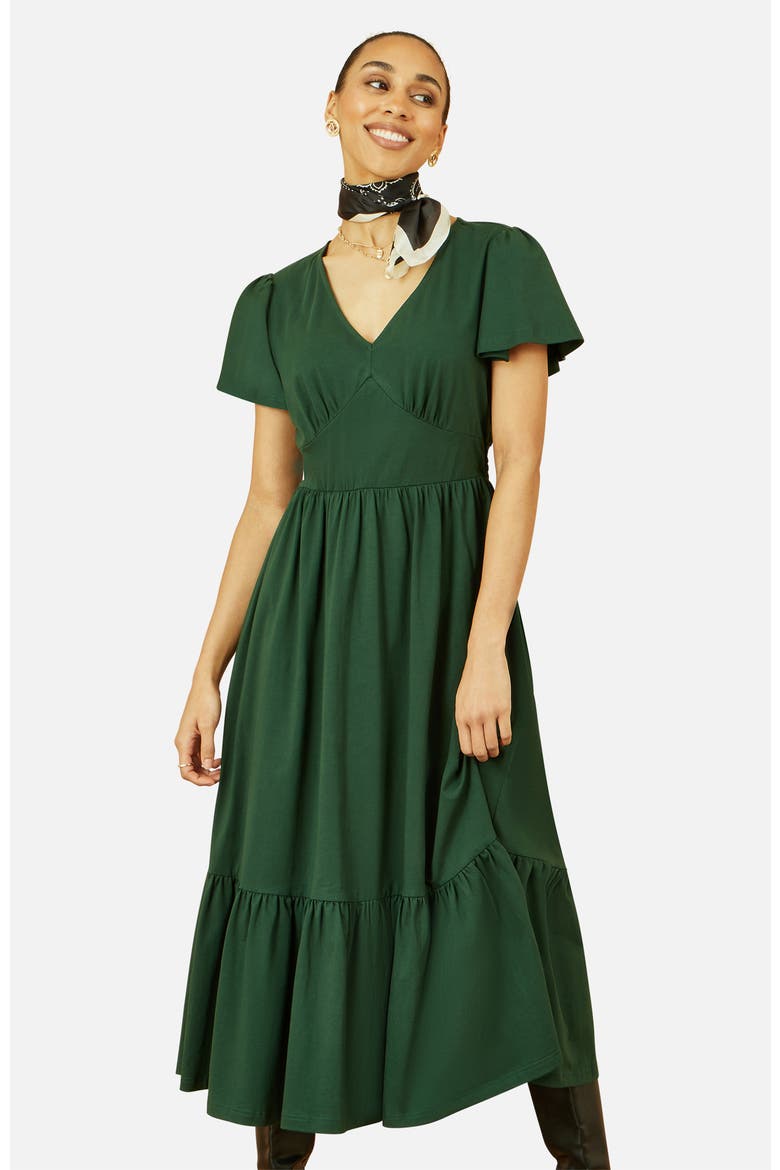 Cotton Jersey V-Neck Midi Dress, Alternate, color, Green