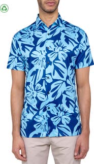 CONSTRUCT Regular Fit Exploded Floral Print Recycled Performance Golf Button-Down Shirt