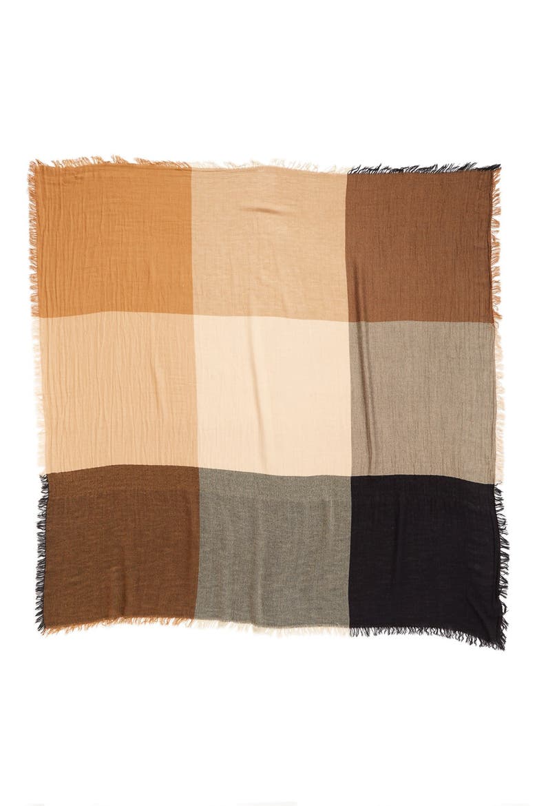 Check Woven Square Scarf, Alternate, color, BLACK MULTI