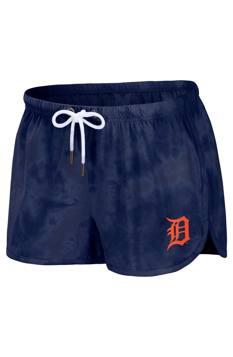 WEAR by Erin Andrews Women's WEAR by Erin Andrews Navy Detroit Tigers Tie-Dye Cropped Pullover Sweatshirt & Shorts Lounge Set, Alternate, color, Navy