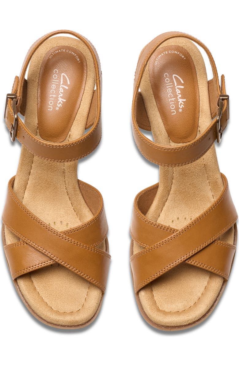Clarks<sup>®</sup> Emmalae Iris Wedge Sandal, Alternate, color, Cinnamon Leather