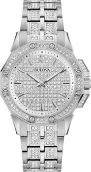 BULOVA Octava Pavé Crystal Bracelet Watch, 34mm