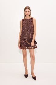 SIMONMILLER Sina Crochet Mini Dress In Copper/Choco Brown
