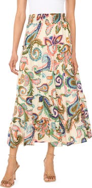 Vince Camuto Paisley Tiered Maxi Skirt
