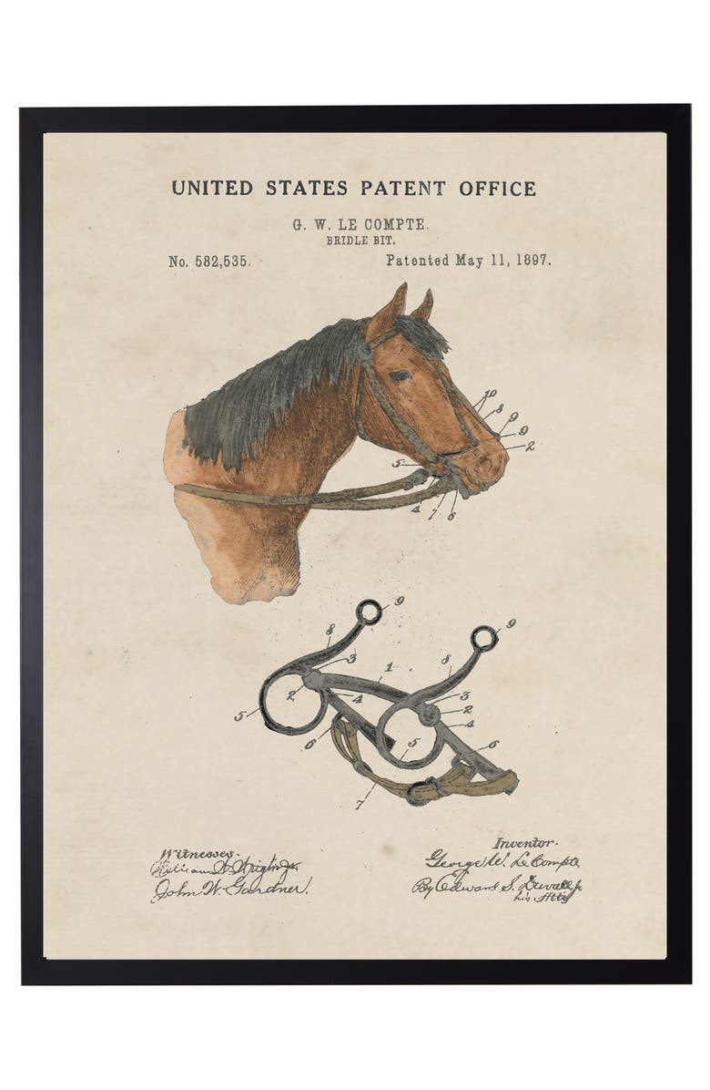 Antique Curiosities Horse Bridle Patent in Black Frame, Main, color, NO COLOR