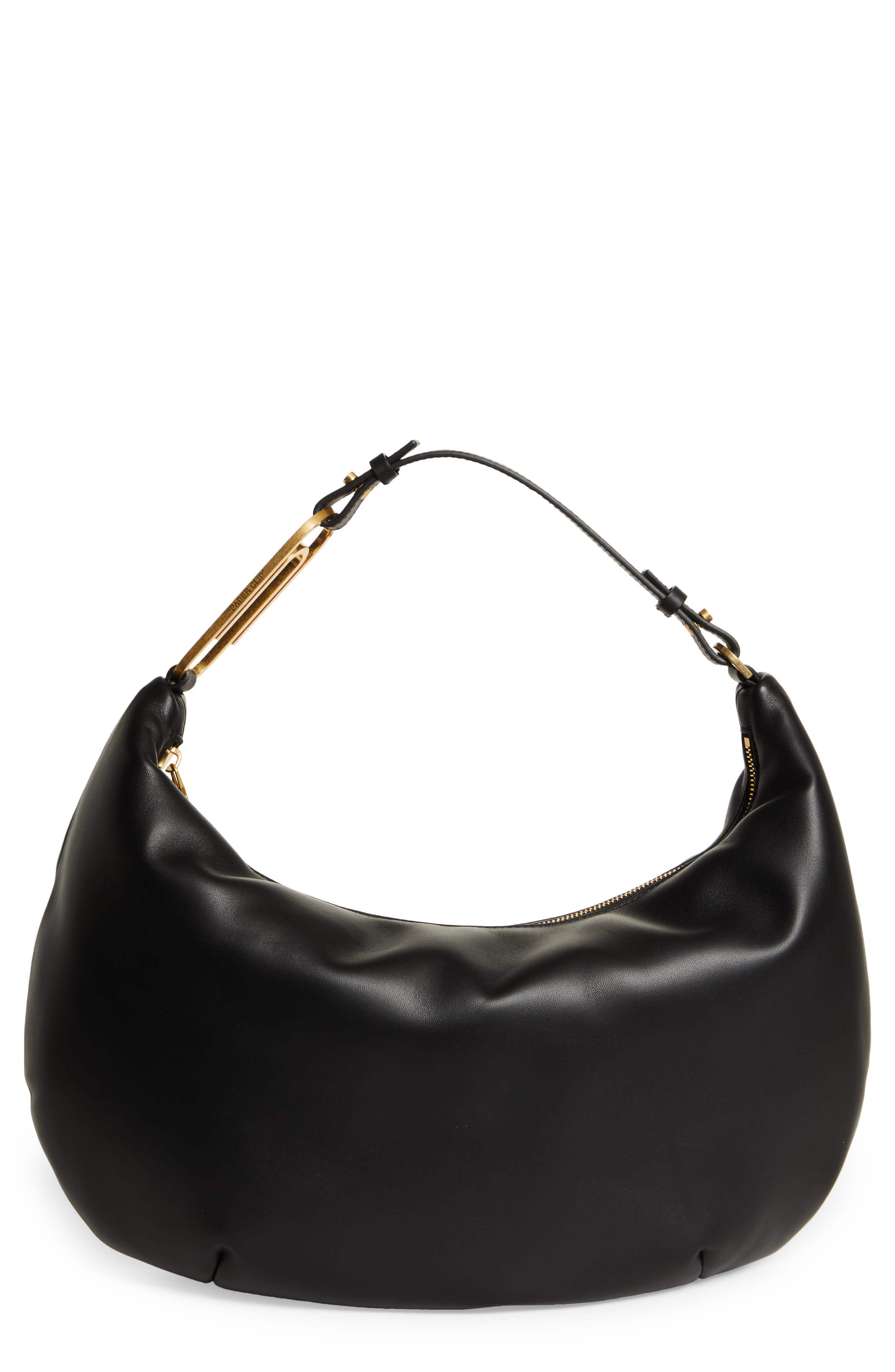 Off-White Paper Clip Leather Hobo Bag