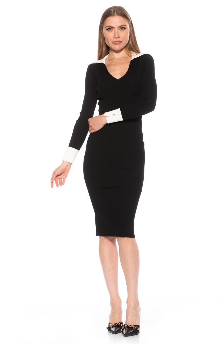 Alexia Admor Tau Collar Rib Long Sleeve Sweater Dress, Alternate, color, 