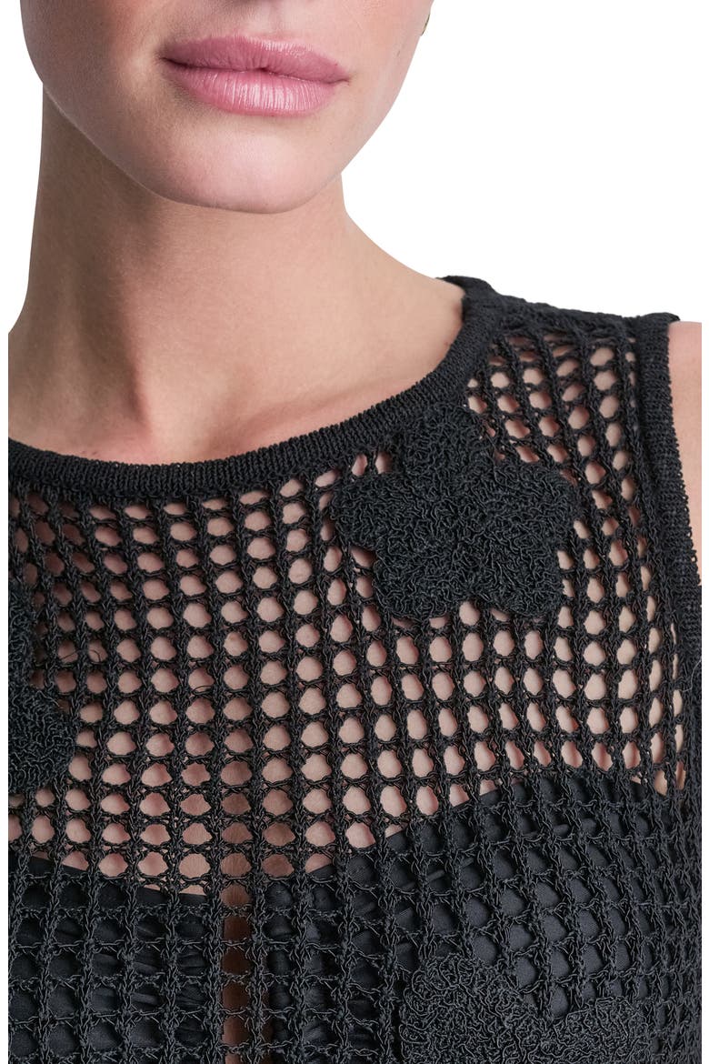 Pointelle Floral Knit Cover Up Dress, Alternate, color, BLACK
