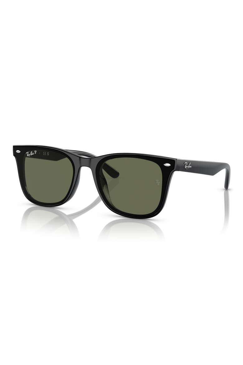 65mm Polarized Oversize Square Sunglasses, Alternate, color, BLACK