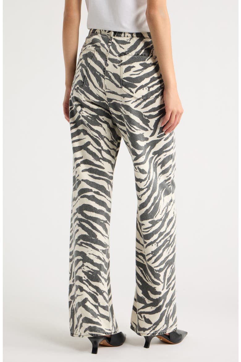 Phoebe Drawstring Zebra Print Wide Leg Jeans, Alternate, color, WASHED ZEBRA