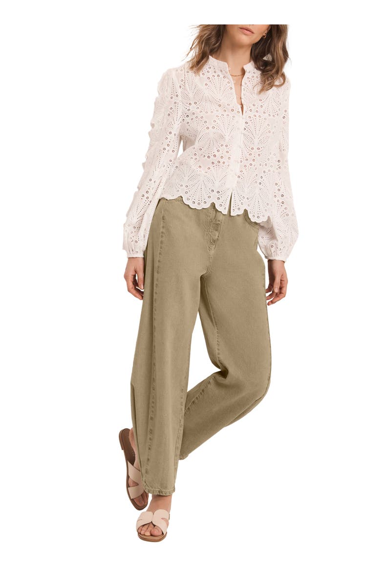 Cotton Broderie Detail Blouse, Alternate, color, Ivory