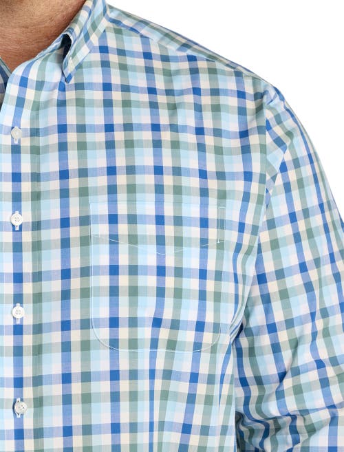Oak Hill By Dxl Big & Tall  Small Plaid Performance Sport Shirt In Blue Multi