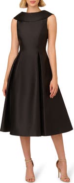 Adrianna Papell Roll Neck Mikado Fit & Flare Dress