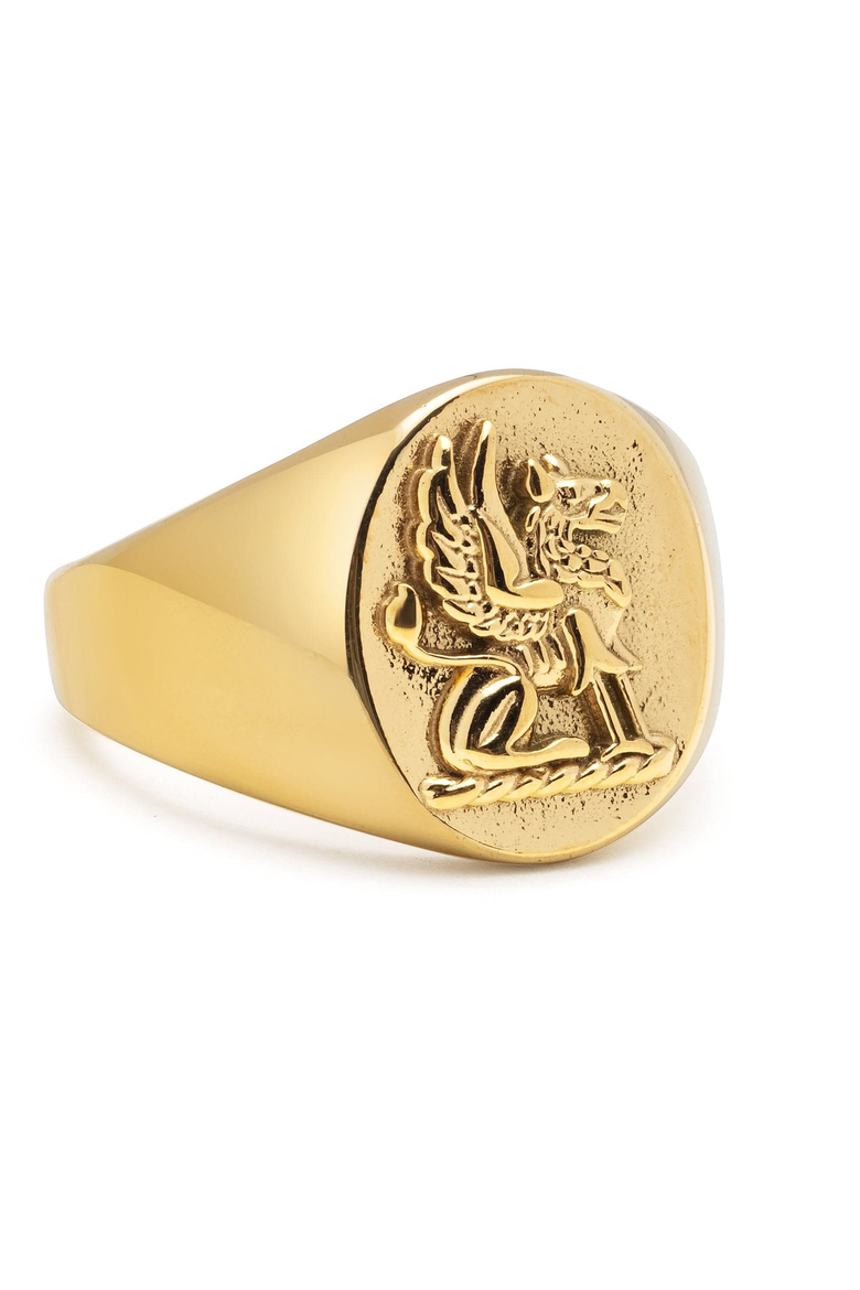 Lion Crest Ring, Alternate, color, Gold